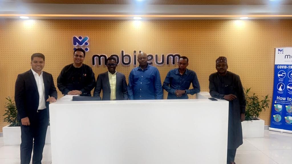 NCC and 3R delegation at the Mobileum reception desk in Bengaluru